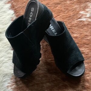 SOREL SUEDE WEDGE SANDALS